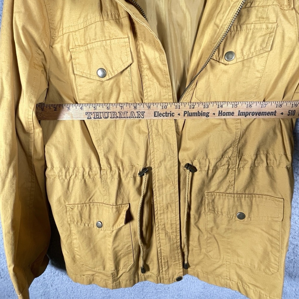 Outer Edge Womens L Mustard Yellow Hooded Utility Anorak Jacket Drawstring - Picture 6 of 10